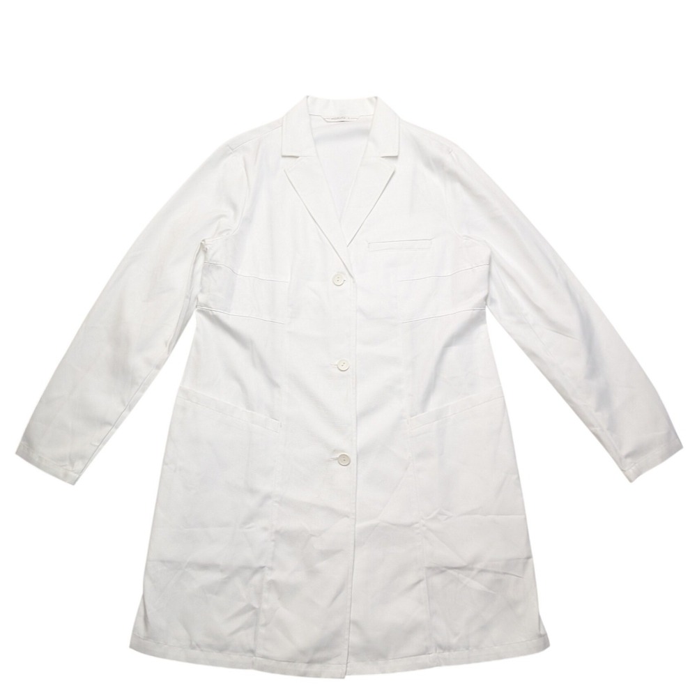 Medelita Lab Coat Women L White Button Front Professional Medical Uniform Long